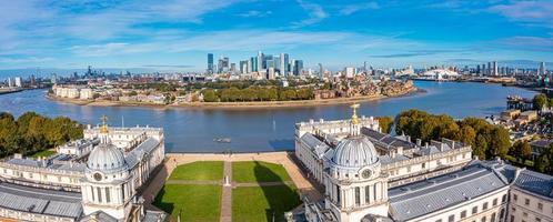 Panoramic aerial view of Greenwich Old Naval Academy by the River Thames photo