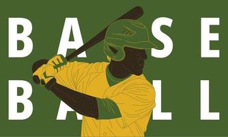 Illustration of baseball player in action. Isolate background. vector