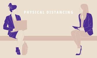 Illustration of physical distancing to prevent pandemic virus. vector