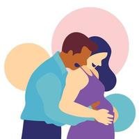 el esposo abrazó a su esposa embarazada. ilustración vectorial