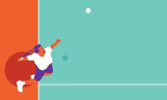 Young man playing tennis on court vector