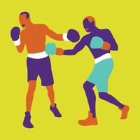 Boxing player in action. Strength, attack and motion concept. Vector illustration.