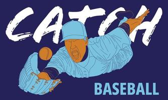 Illustration of baseball player in action. Isolate background. vector