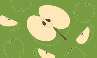 Illustration of easy-to-draw green apple. Isolate background. vector