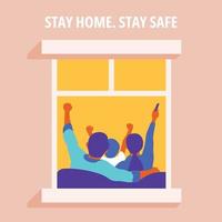 Work at home awareness social media campaign and coronavirus prevention vector