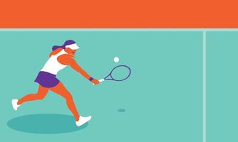 Young woman playing tennis on court vector