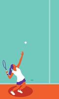 Young woman playing tennis on court vector