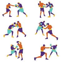 Boxing player in action. Strength, attack and motion concept. Vector illustration.