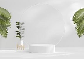 Abstract Minimal Modern Platform Podium with Plant Product Presentation and Showcase Background 3D Rendering photo