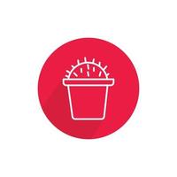 conjunto de iconos de esbozo de flores y plantas decorativas en macetas para web, móvil. conjunto de iconos vectoriales de plantas y flores dibujadas a mano aislado en fondo rojo. vector