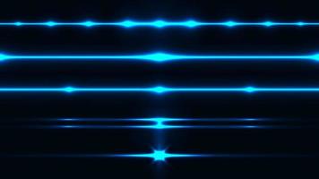 Set of blue lighting effect laser lines isolated on black background vector