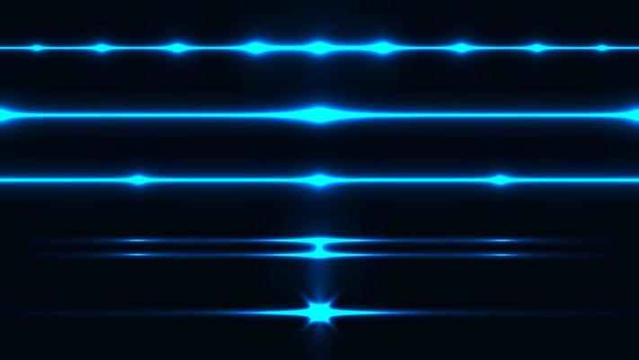Set of blue lighting effect laser lines isolated on black background