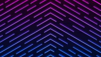 patrón de flechas de iluminación de neón azul y púrpura abstracto sobre concepto futurista de tecnología de fondo oscuro vector