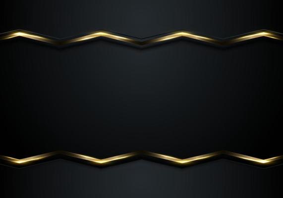 Presentation template luxury style 3D golden chevron lines on black background with lighting effect