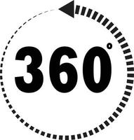 Icono de 360 grados sobre fondo blanco. señal de 360 grados. vector