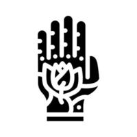 tatuaje en la mano glifo icono vector ilustración
