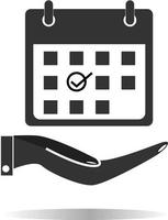 planificación, icono de calendario de mano. icono de planificación. símbolo de gestión del tiempo. vector