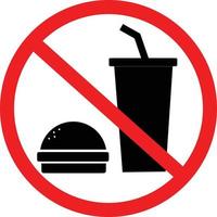 icono de no comer ni beber. no hay señales de comida y bebida. ningún símbolo de comida permitida. señal de prohibición. vector