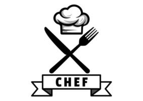 Ilustración de vector de logotipo de chef blanco y negro