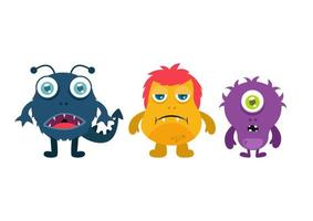Halloween characters isolated on white background. Vector illustration of monster characters