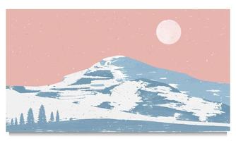 Winter mountains. Mid century modern minimalist art print. Abstract mountain contemporary aesthetic backgrounds landscapes. vector illustrations