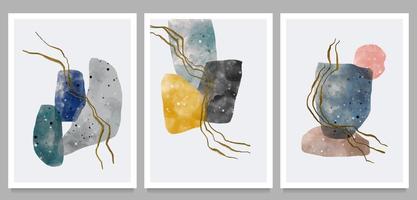 Collection of abstract creative minimalist hand painted illustrations. various shapes and organic modern art objects for background, social media, wall decoration, postcard. vector illustration