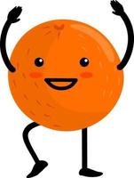 Cartoon cute orange character design, citrus icon illustration template vector. Happy orange fruit with cute kawaii face, funny vegetarian character vector