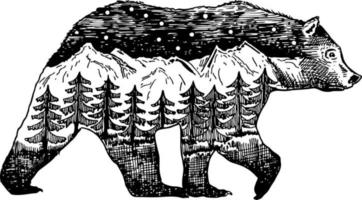 Black Bear Silhouette Pattern