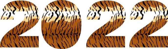 Banner of striped black and orange numbers 2022. Happy chinese new year 2022 of the tiger. Striped 2022. Festive New Year greeting card vector