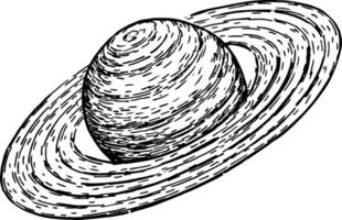 Ilustración de estilo grabado vectorial del planeta saturno. boceto dibujado a mano del planeta Saturno en monocromo. dibujo detallado de estilo vintage grabado en madera. para carteles, decoración, impresión vector