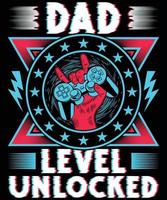 Dad Level Unlocked Gaming T-Shirt Design vector