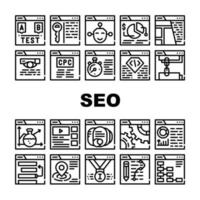 conjunto de iconos de optimización de motor de búsqueda seo vector