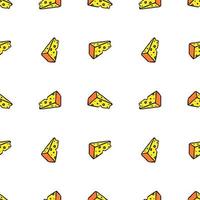 patrón de queso sin costuras. doodlr vector patrón con iconos de queso. fondo de queso de color