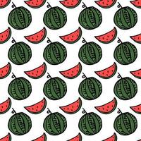 seamless watermelon pattern. vector doodle illustration with watermelon. pattern with red watermelon