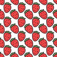 Seamless strawberries pattern. Doodle vector with red strawberries icons. Vintage strawberries pattern