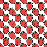 Seamless strawberries pattern. Doodle vector with red strawberries icons. Vintage strawberries pattern