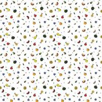 Seamless fruit pattern Colored doodle background with fruit icons Fruit background vector