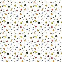 Seamless fruit pattern Colored doodle background with fruit icons Fruit background vector