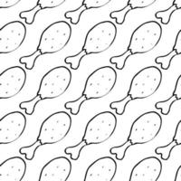 Seamless pattern with chicken legs. Doodle chicken legs icons. Seamless meat pattern vector