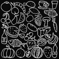 food icons. Doodle vector illustration with food icons. Food background