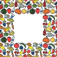 Seamless food pattern. Doodle pattern with food icons and place for text. Food background vector