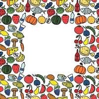 Seamless food pattern. Doodle pattern with food icons and place for text. Food background vector