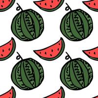 seamless watermelon pattern. vector doodle illustration with watermelon. pattern with red watermelon