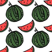 seamless watermelon pattern. vector doodle illustration with watermelon. pattern with red watermelon