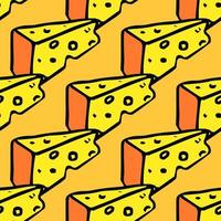 seamless cheese pattern. Doodlr vector pattern with cheese icons. Colored cheese background