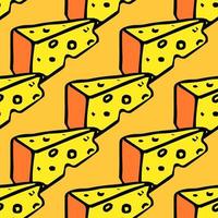 seamless cheese pattern. Doodlr vector pattern with cheese icons. Colored cheese background