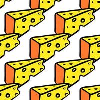 seamless cheese pattern. Doodlr vector pattern with cheese icons. Colored cheese background