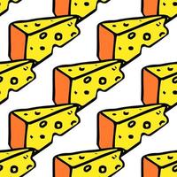 seamless cheese pattern. Doodlr vector pattern with cheese icons. Colored cheese background