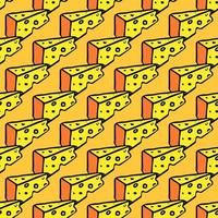 seamless cheese pattern. Doodlr vector pattern with cheese icons. Colored cheese background
