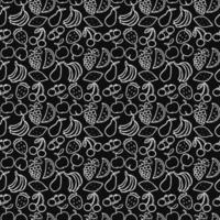 Seamless fruits pattern. Black and white doodle fruits pattern. Fruits background vector